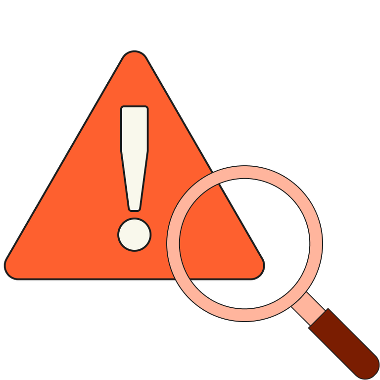 Alert icon with magnifying glass